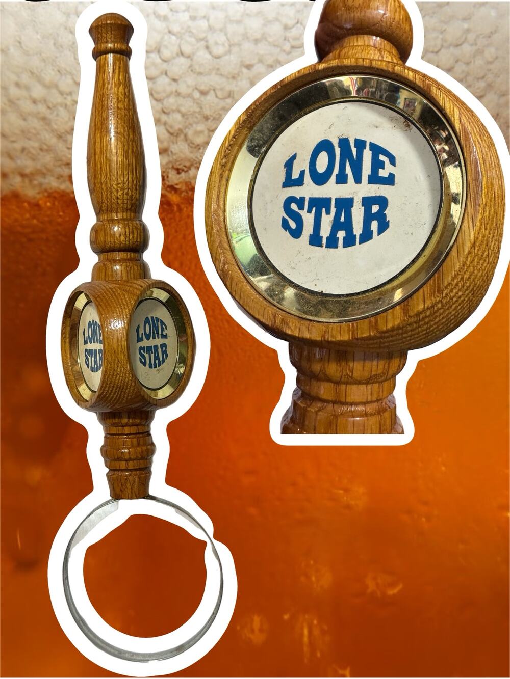Lone Star Wooden Three Sided Beer Tap Handle Vintage Texas Bar Pull
